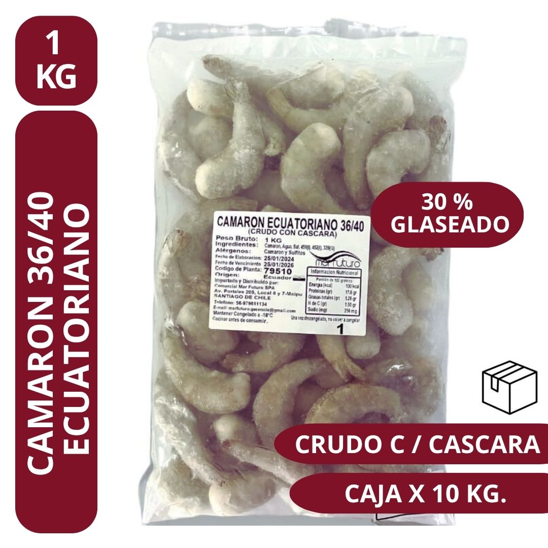 Camarón Ecuatoriano C-Cascara 36/40 (1kg) - Ocean Blue