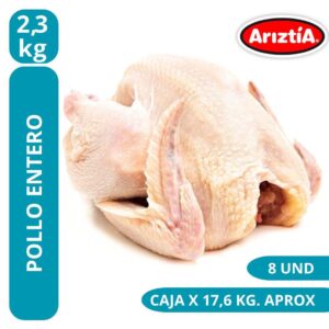 Ariztia - Caja x 8 und. Calibre 2,1 - 2,3 Pollo Entero (caja granel - 17,6 kg. Aproximado)