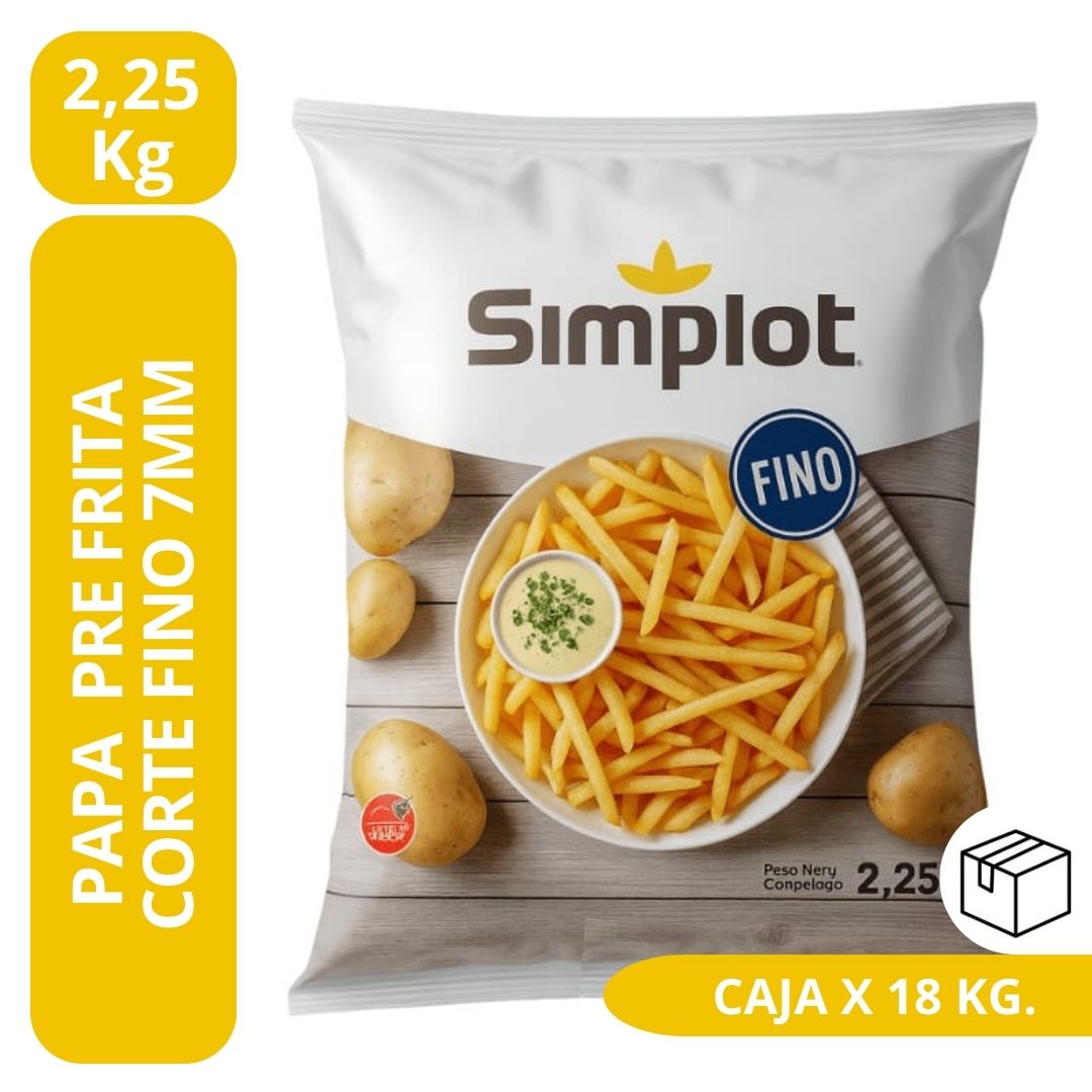 Papa Prefrita Corte Fino  7mm 8 x 2,25 kg. - Simplot