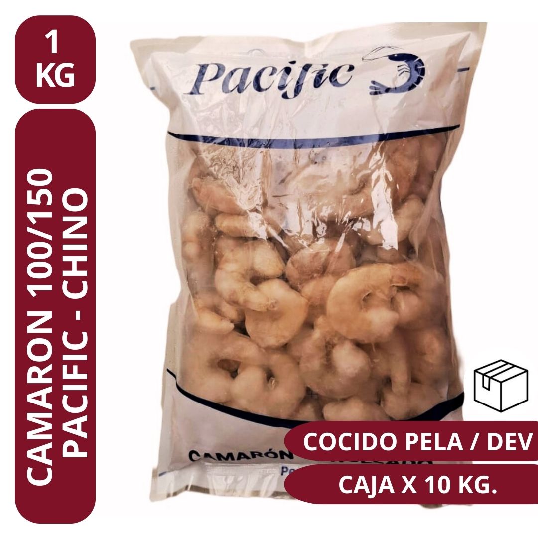 Camarón Chino 100/150 Cocido Devenado (1kgx10) - Pacific