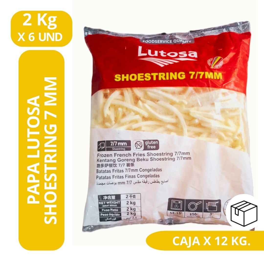 PAPA LUTOSA SHOESTRING 10MM Papa Prefrita 7mm 6 x 2 kg. - Lutosa
