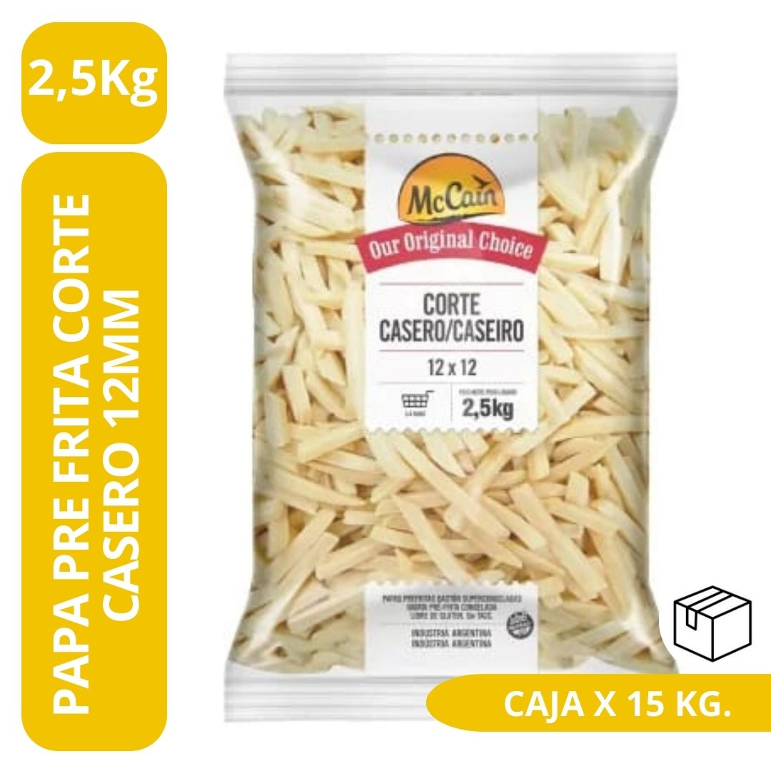 PAPA MCCAIN 12MM Papa Prefrita Corte Casero 12mm 6 x 2,5 kg. - McCain
