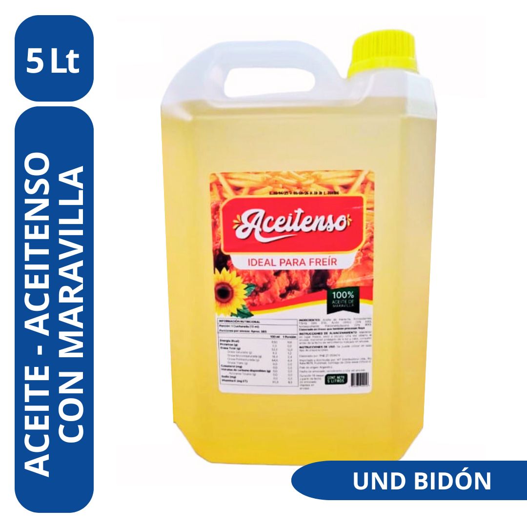 UND ACEITE - ACEITENSO 5 LITROS - BIDON Aceite Aceitenso 5 Lts. 100% maravilla (Bidón)